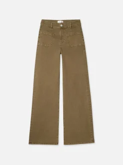Le Slim Palazzo Bardot Pocket in Khaki Green