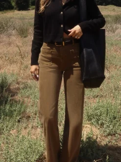 Le Slim Palazzo Bardot Pocket in Khaki Green
