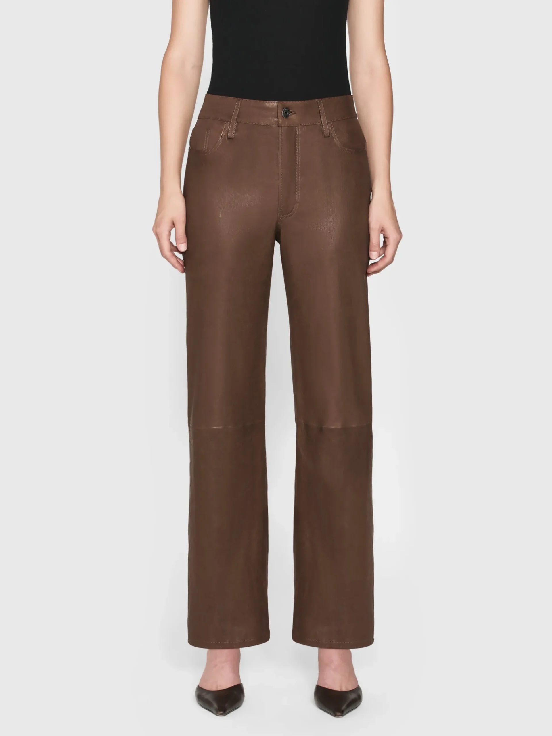 Le Slim Palazzo Leather in Bark