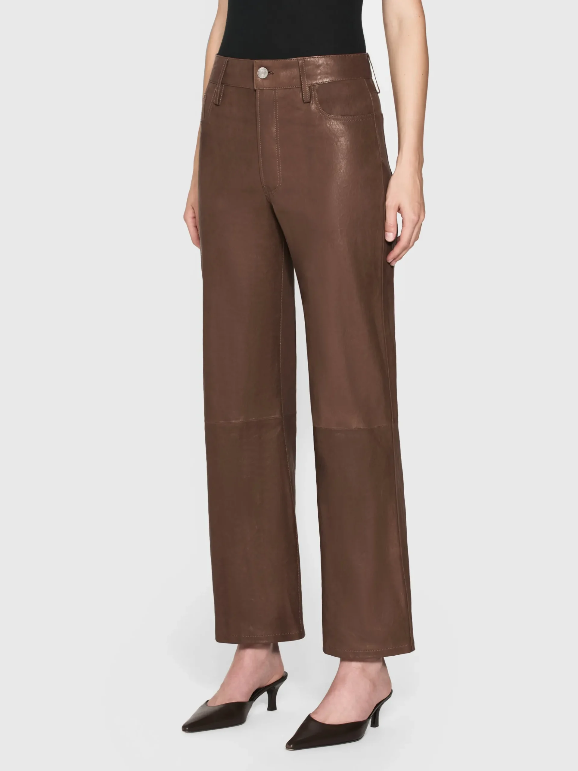 Le Slim Palazzo Leather in Bark