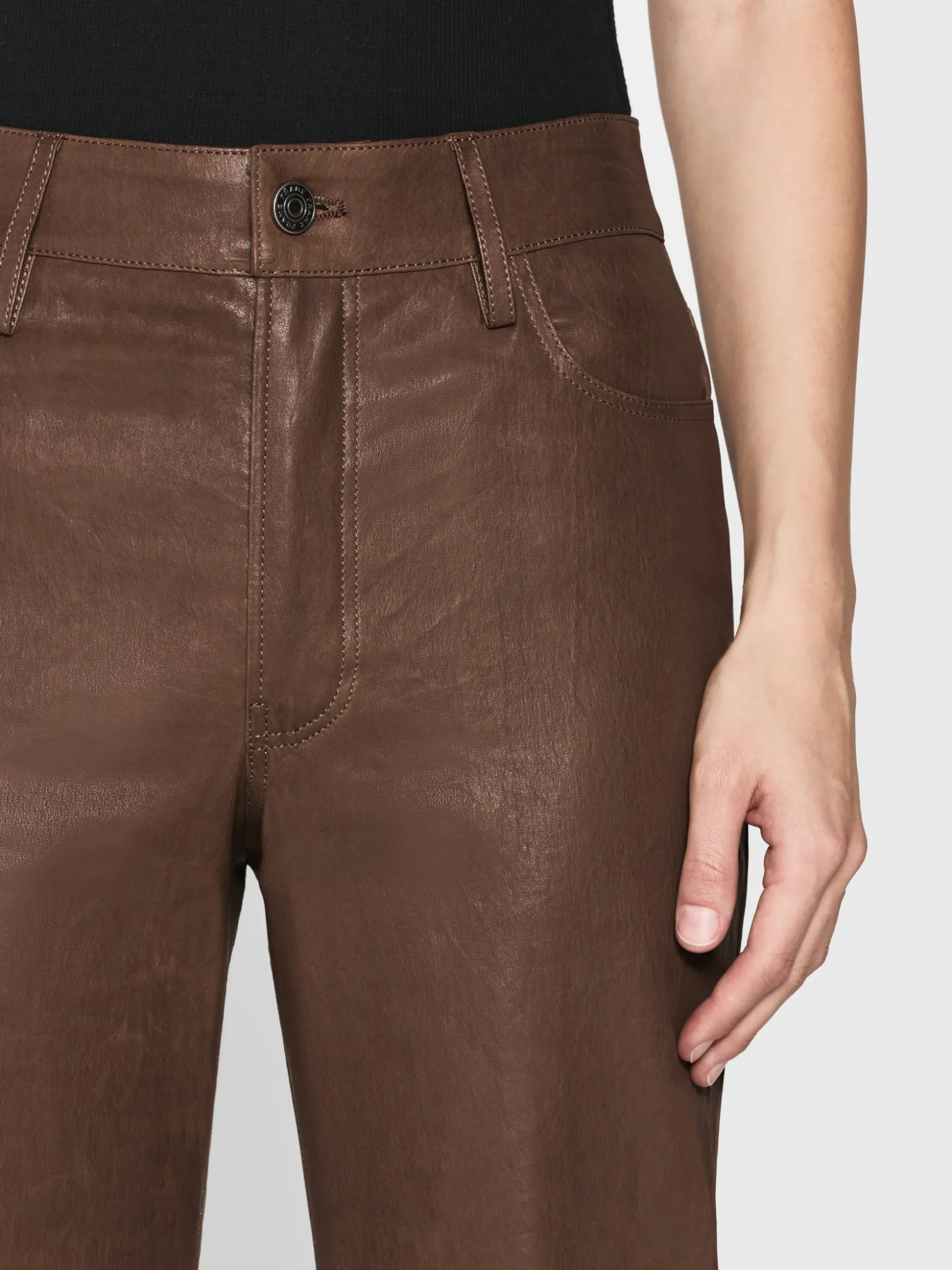 Le Slim Palazzo Leather in Bark