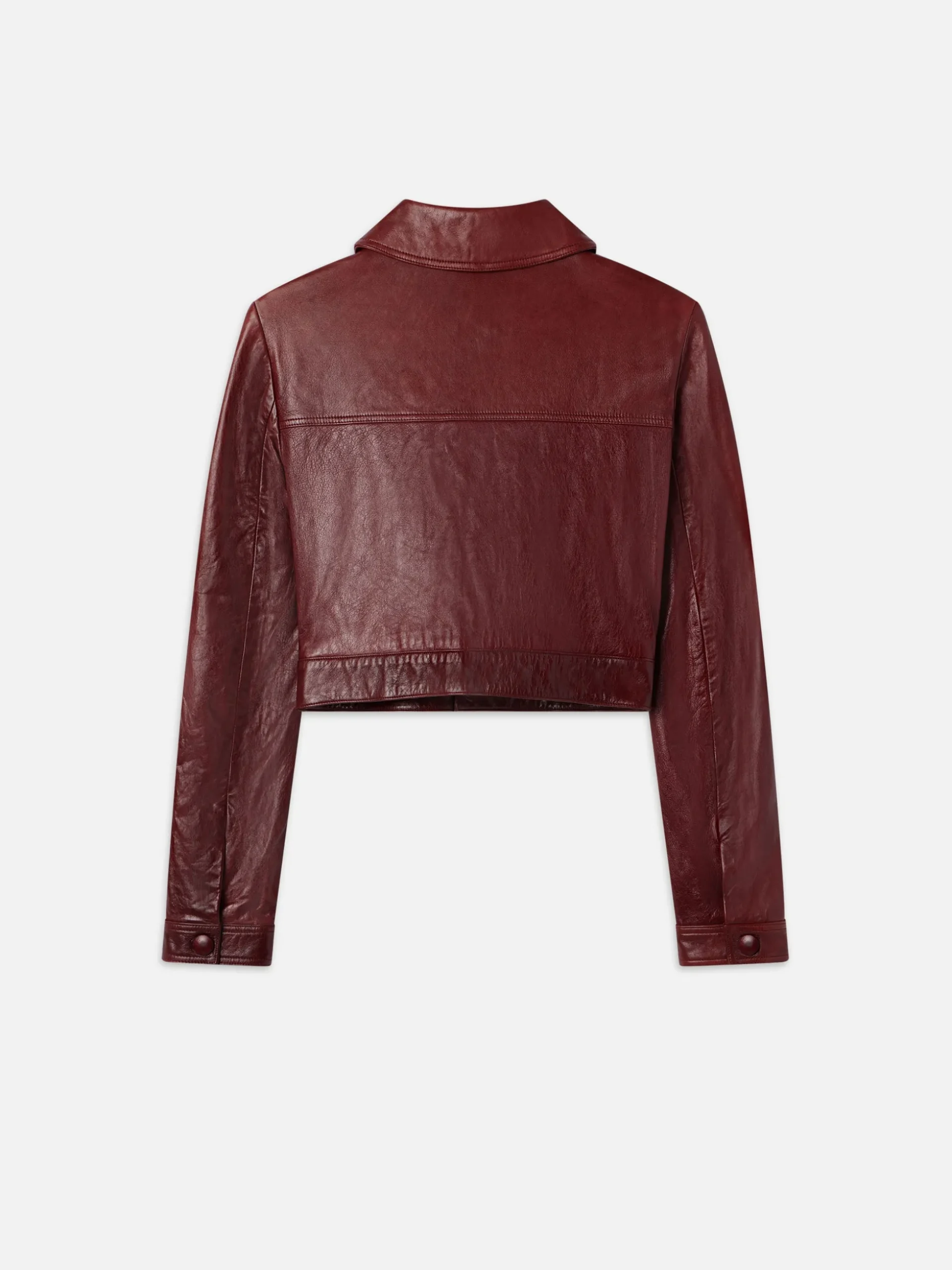 Leather Button Front Jacket in Syrah Red