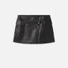Leather Cargo Mini Skirt in Black