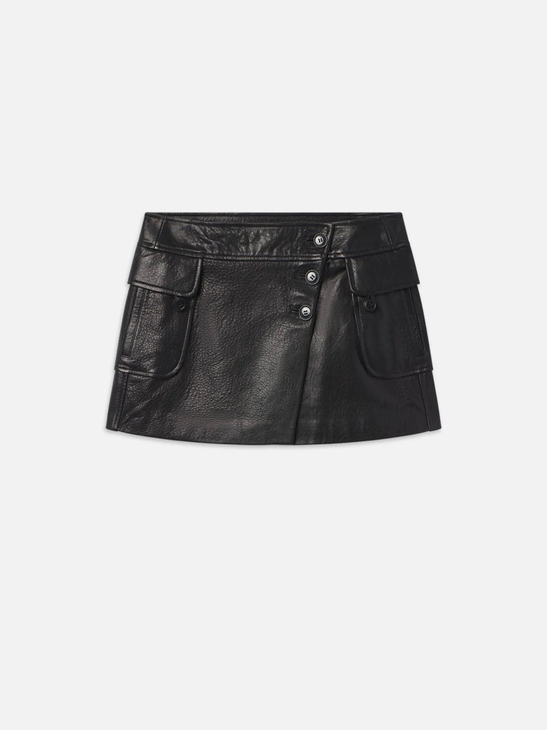 Leather Cargo Mini Skirt in Black