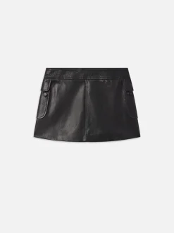 Leather Cargo Mini Skirt in Black