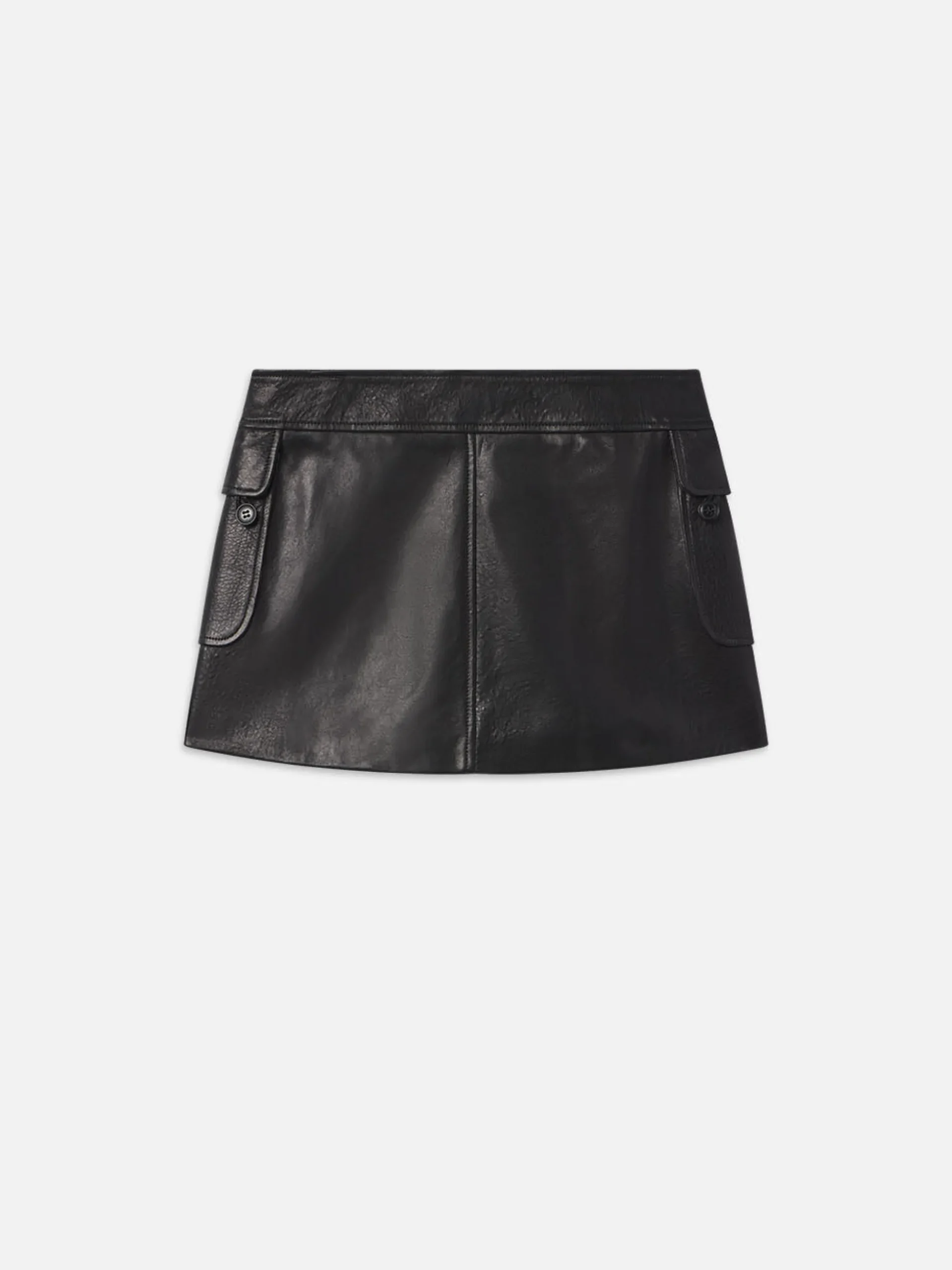 Leather Cargo Mini Skirt in Black
