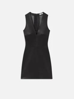 Leather Keyhole Dress in Black