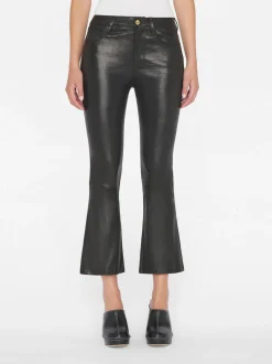Leather Le Crop Mini Boot in Washed Black