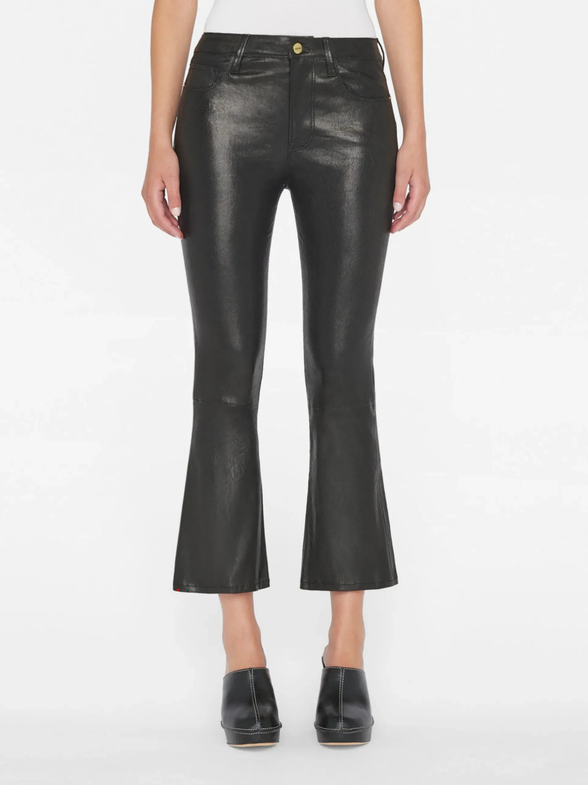Leather Le Crop Mini Boot in Washed Black