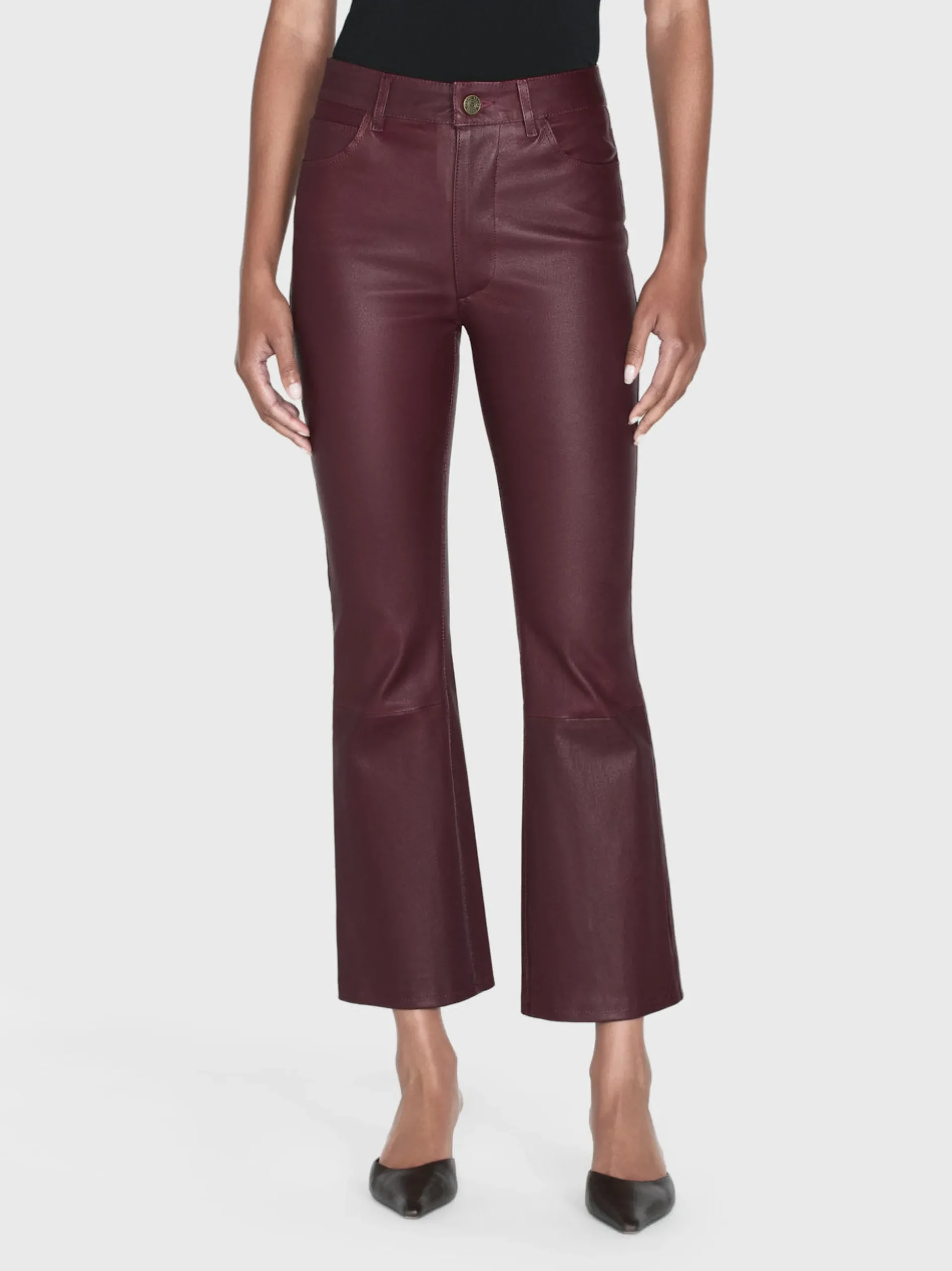 Leather Le Crop Mini Boot in Wine