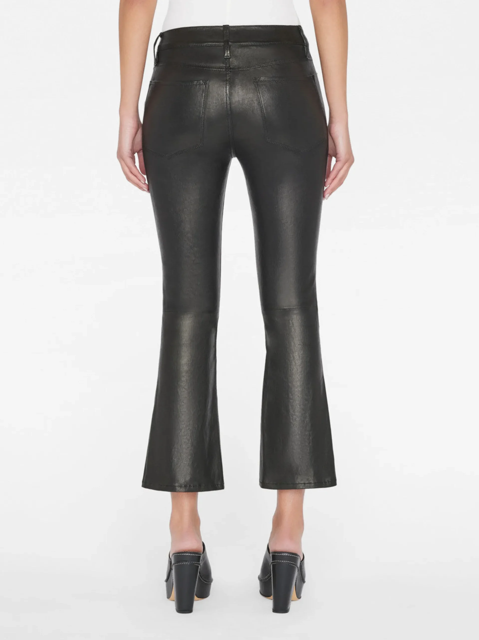 Leather Le Crop Mini Boot in Washed Black