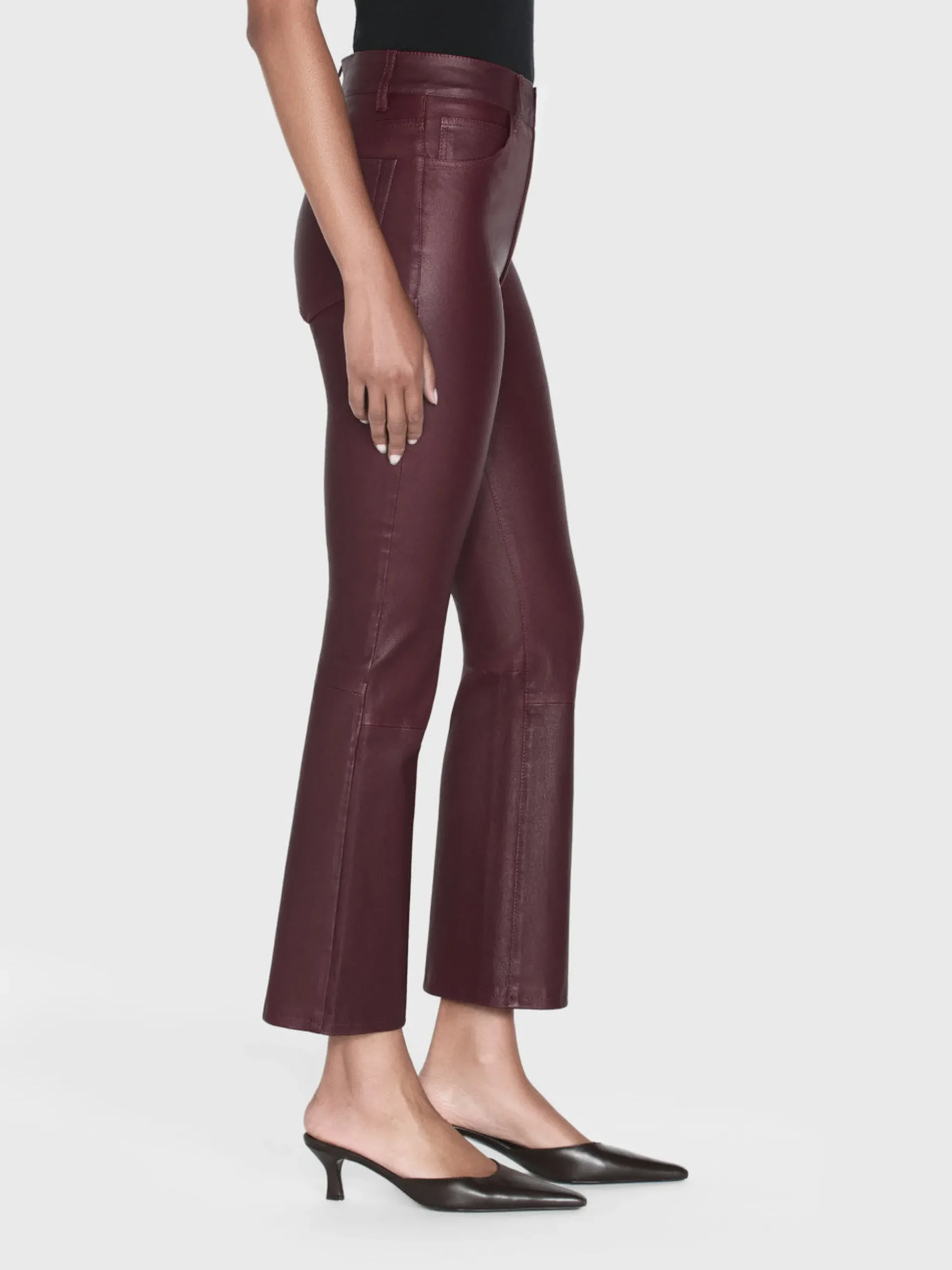 Leather Le Crop Mini Boot in Wine