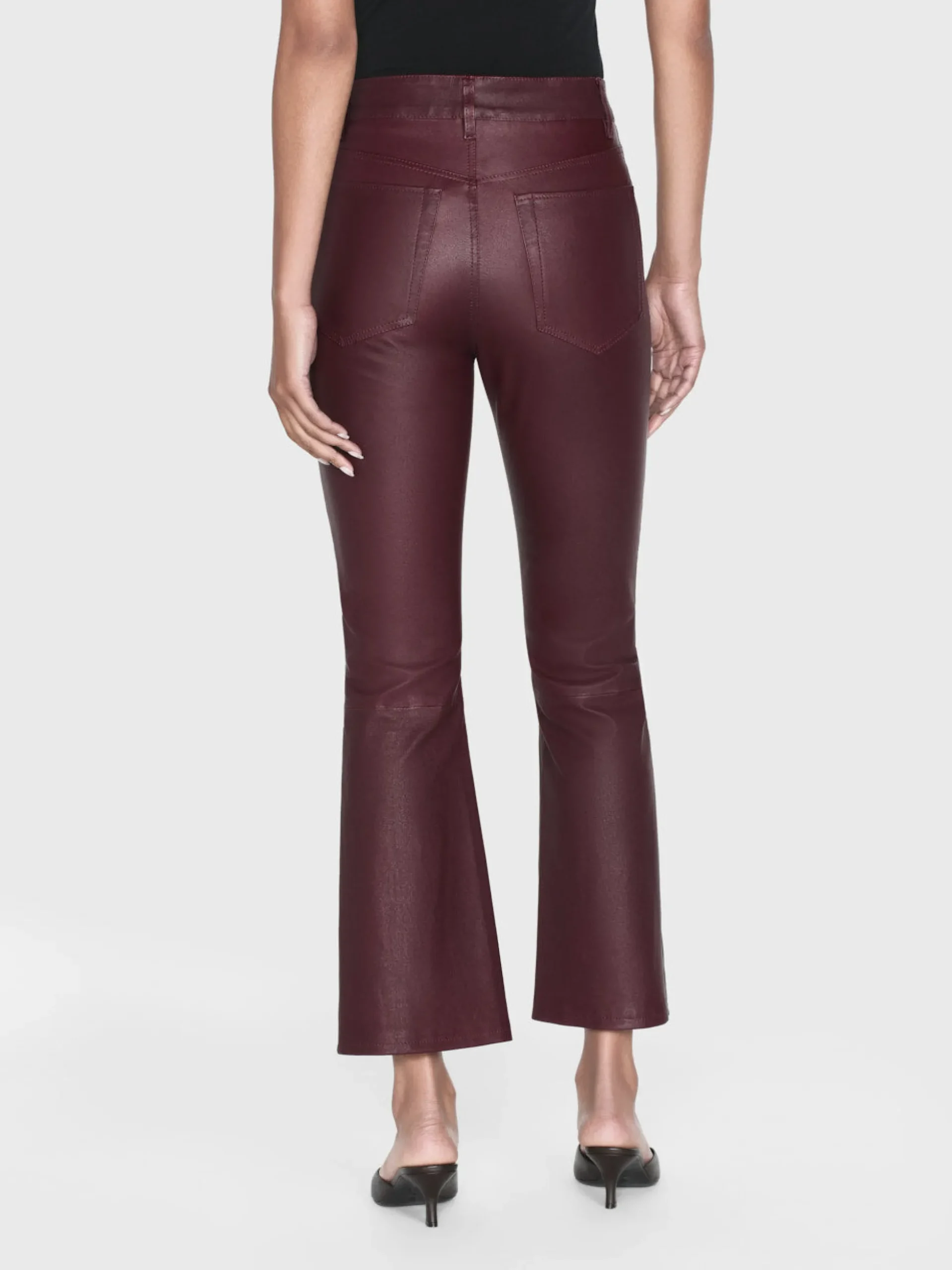 Leather Le Crop Mini Boot in Wine