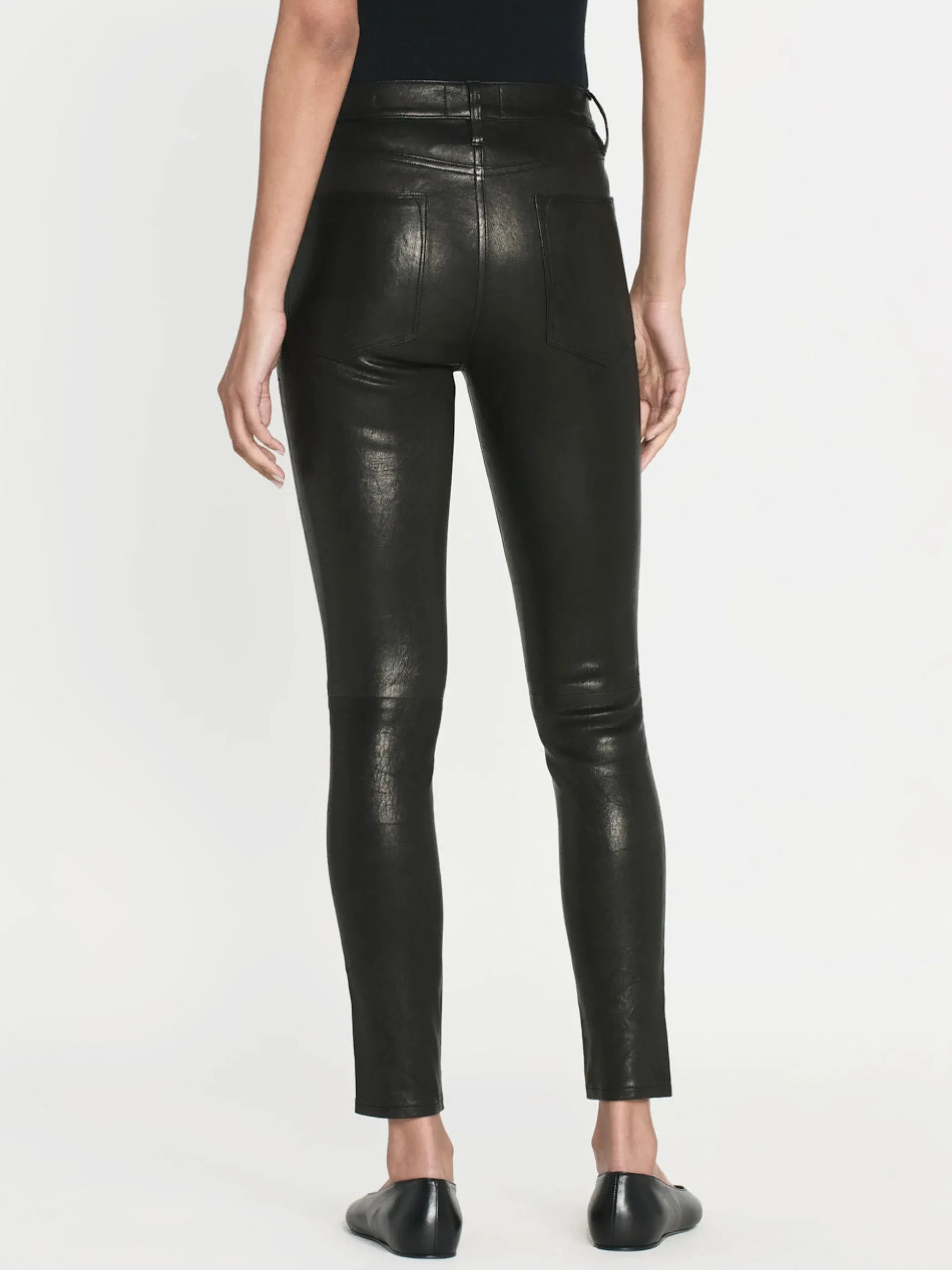 Leather Le High Skinny in Washed Black