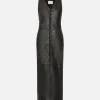 Leather Midi Vest Dress in Black