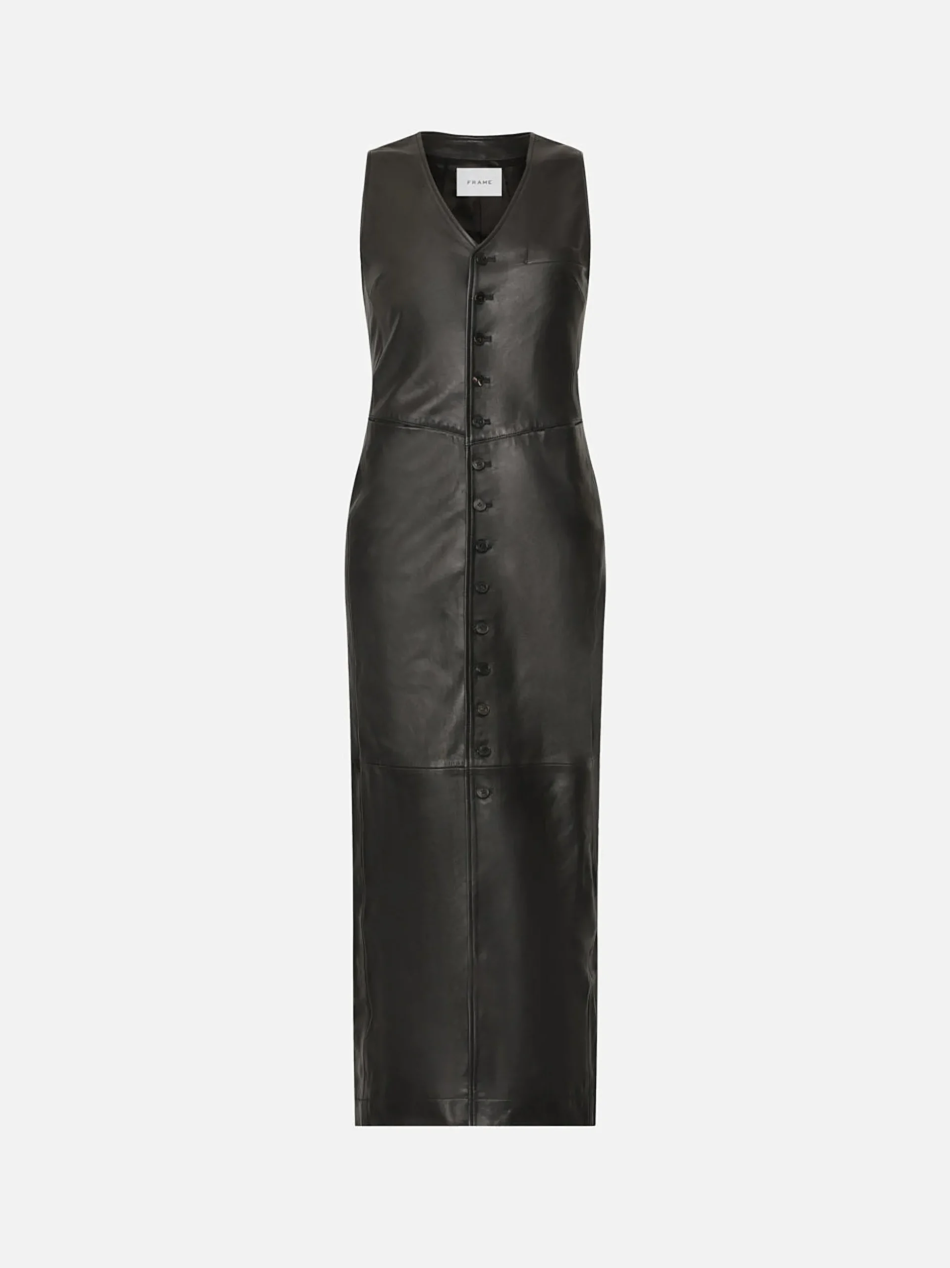 Leather Midi Vest Dress in Black