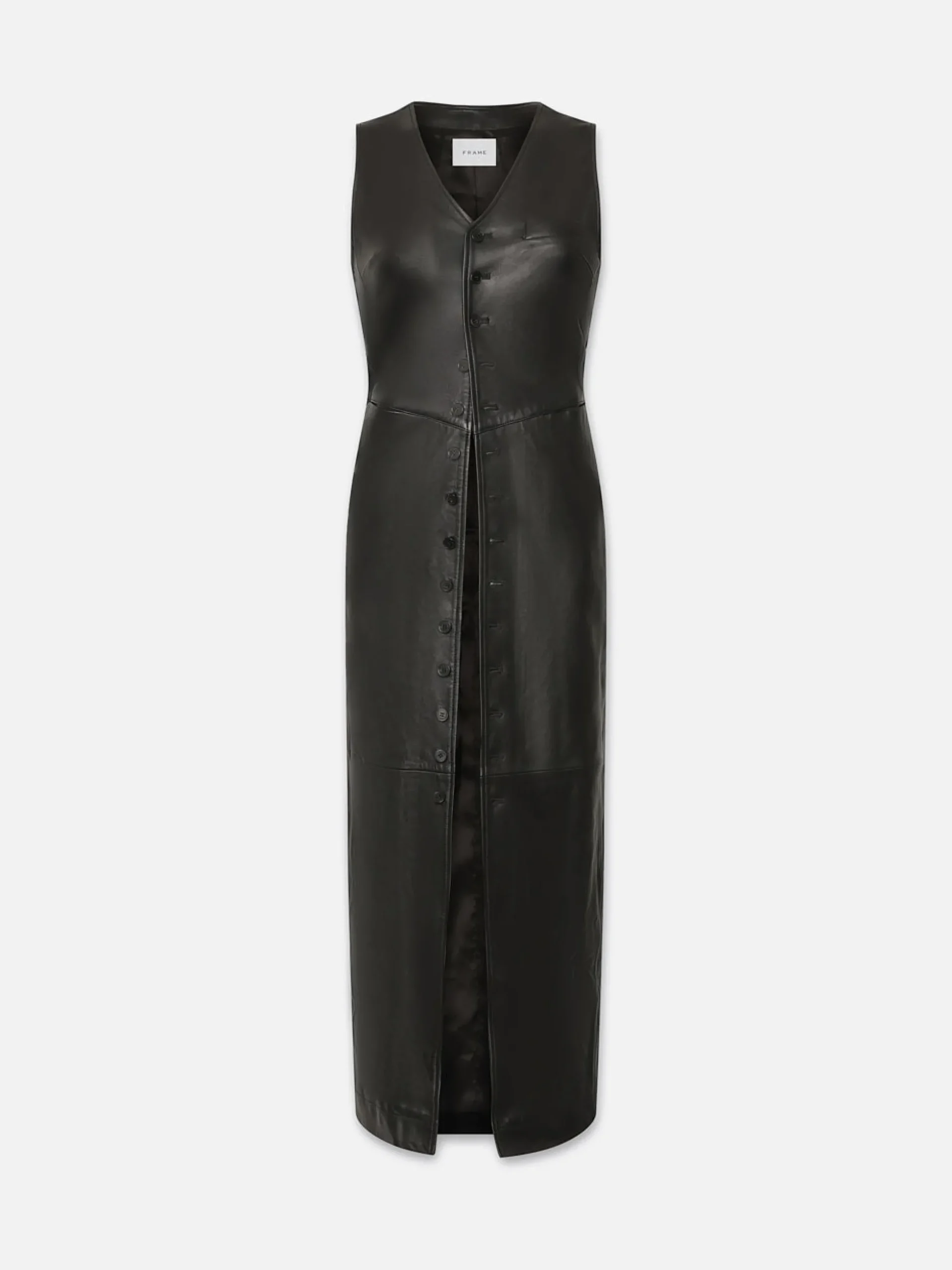 Leather Midi Vest Dress in Black