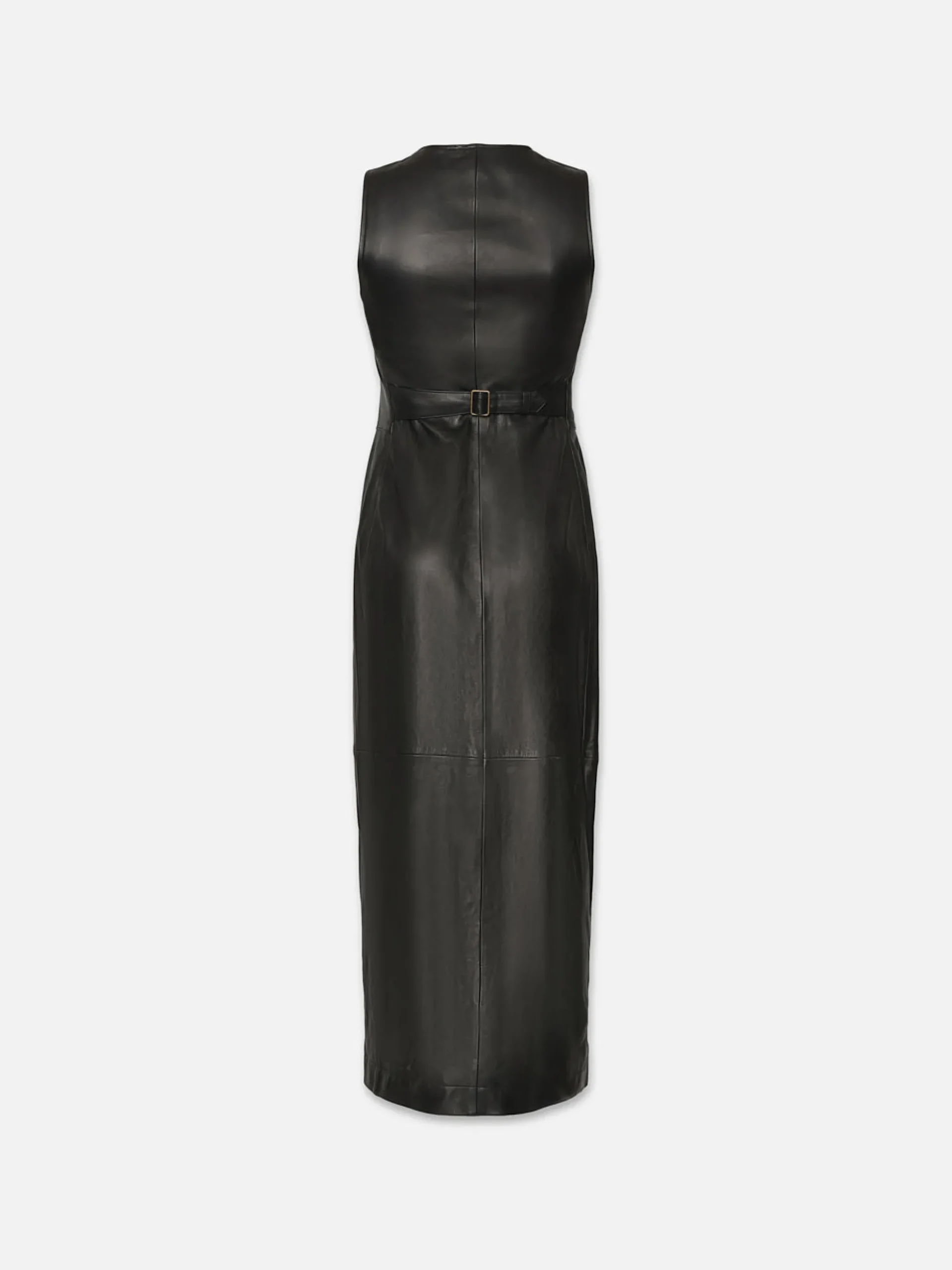 Leather Midi Vest Dress in Black