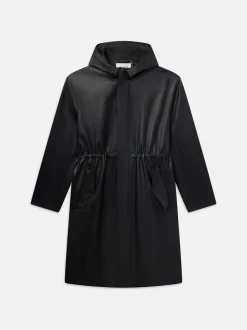 Leather Parka in Black
