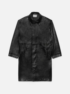Leather Parka in Black