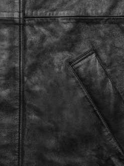 Leather Parka in Black
