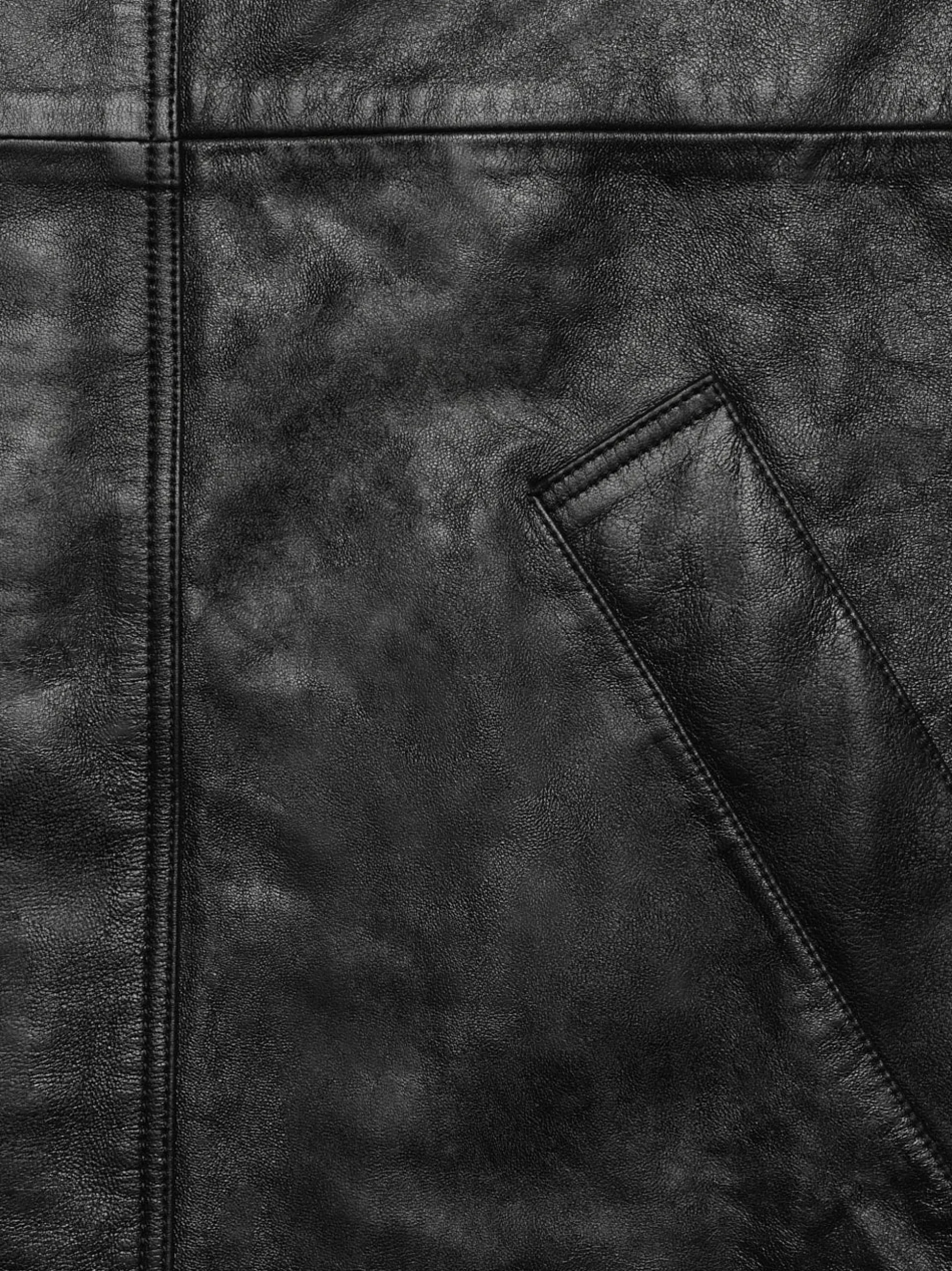 Leather Parka in Black
