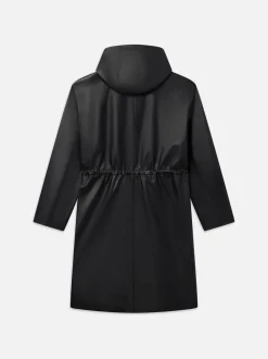 Leather Parka in Black