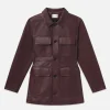 Leather Safari Jacket in Wine