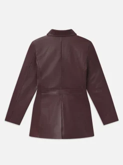 Leather Safari Jacket in Wine
