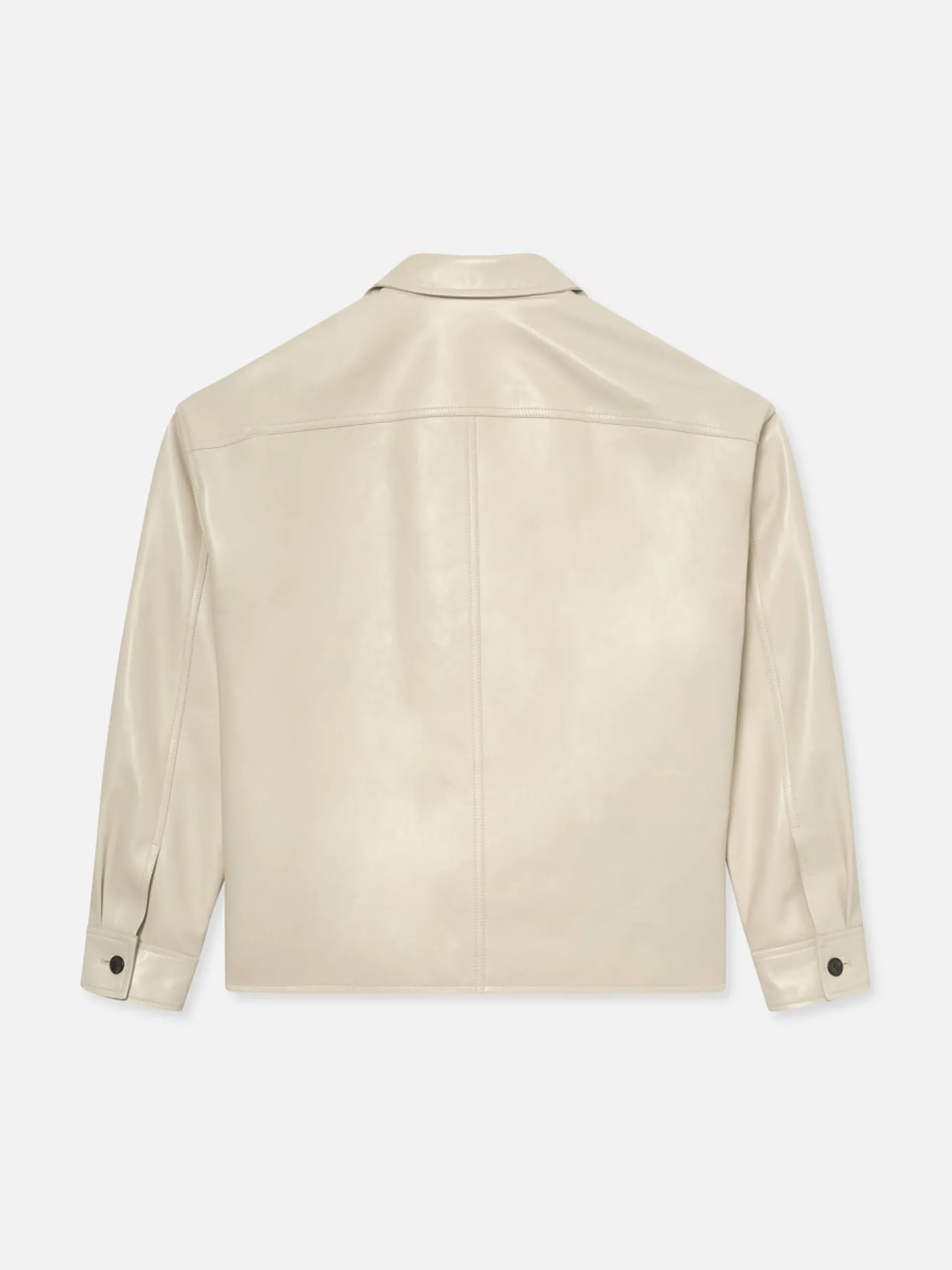 Leather Trucker Jacket in White Canvas