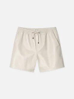 Leather Volley Short in White Canvas