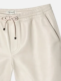 Leather Volley Short in White Canvas