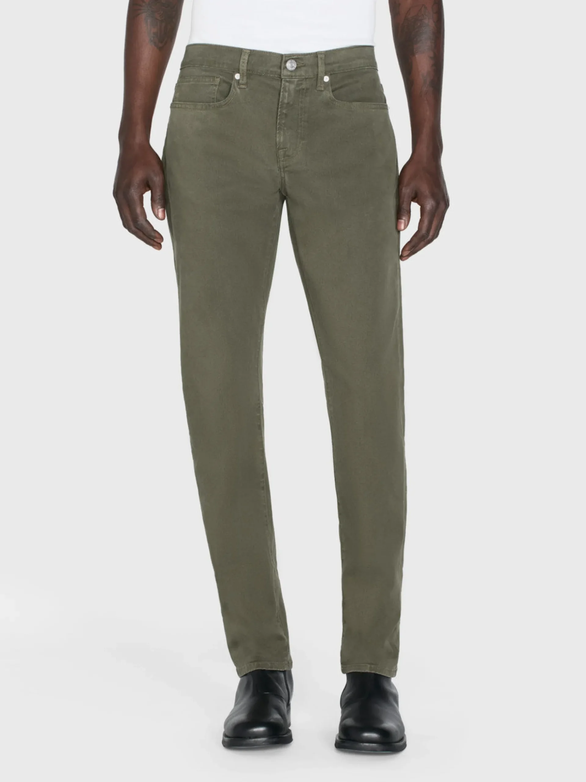 L'Homme Slim Brushed Twill in Dark Olive