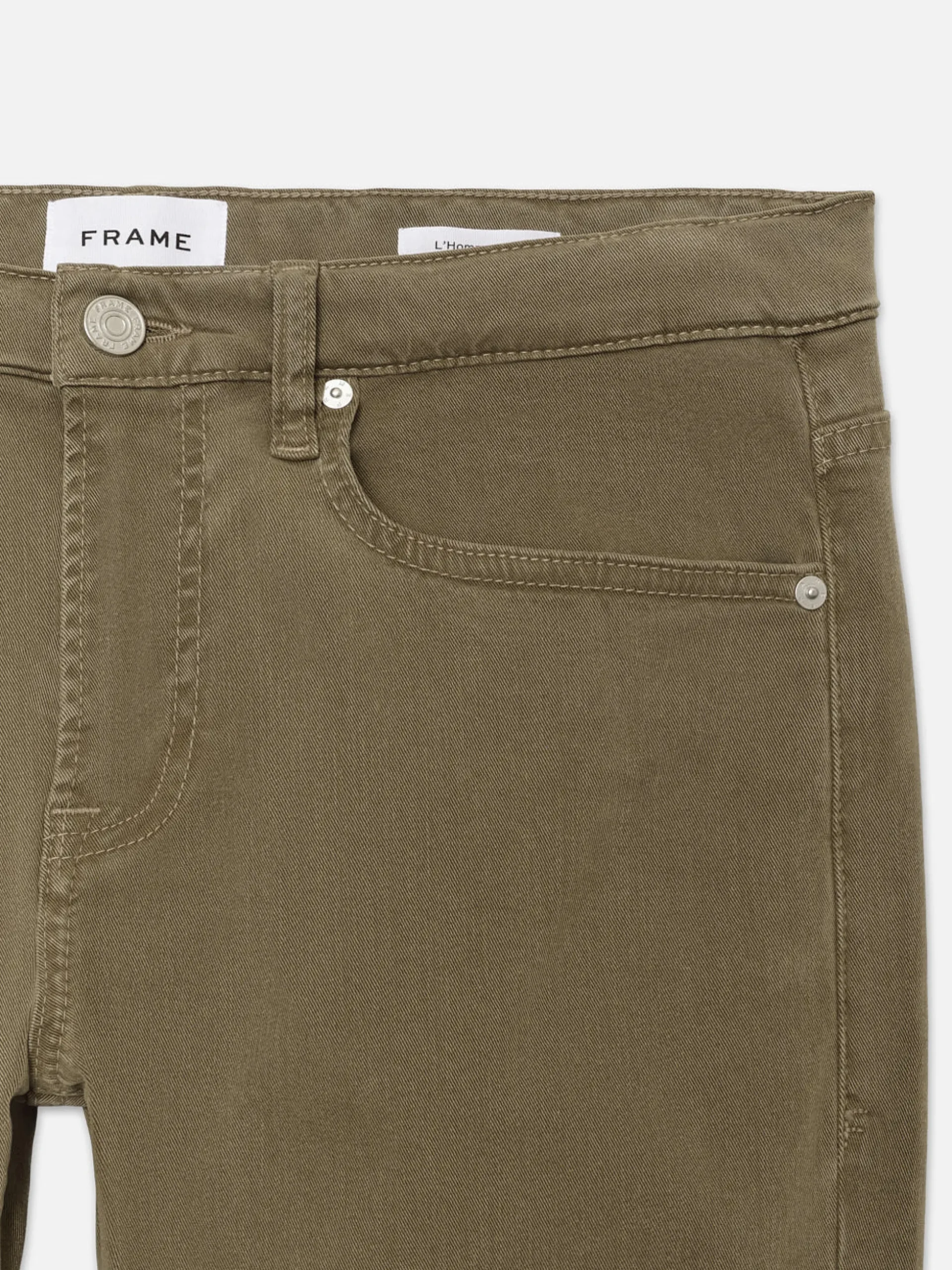 L'Homme Slim Brushed Twill in Bay Leaves