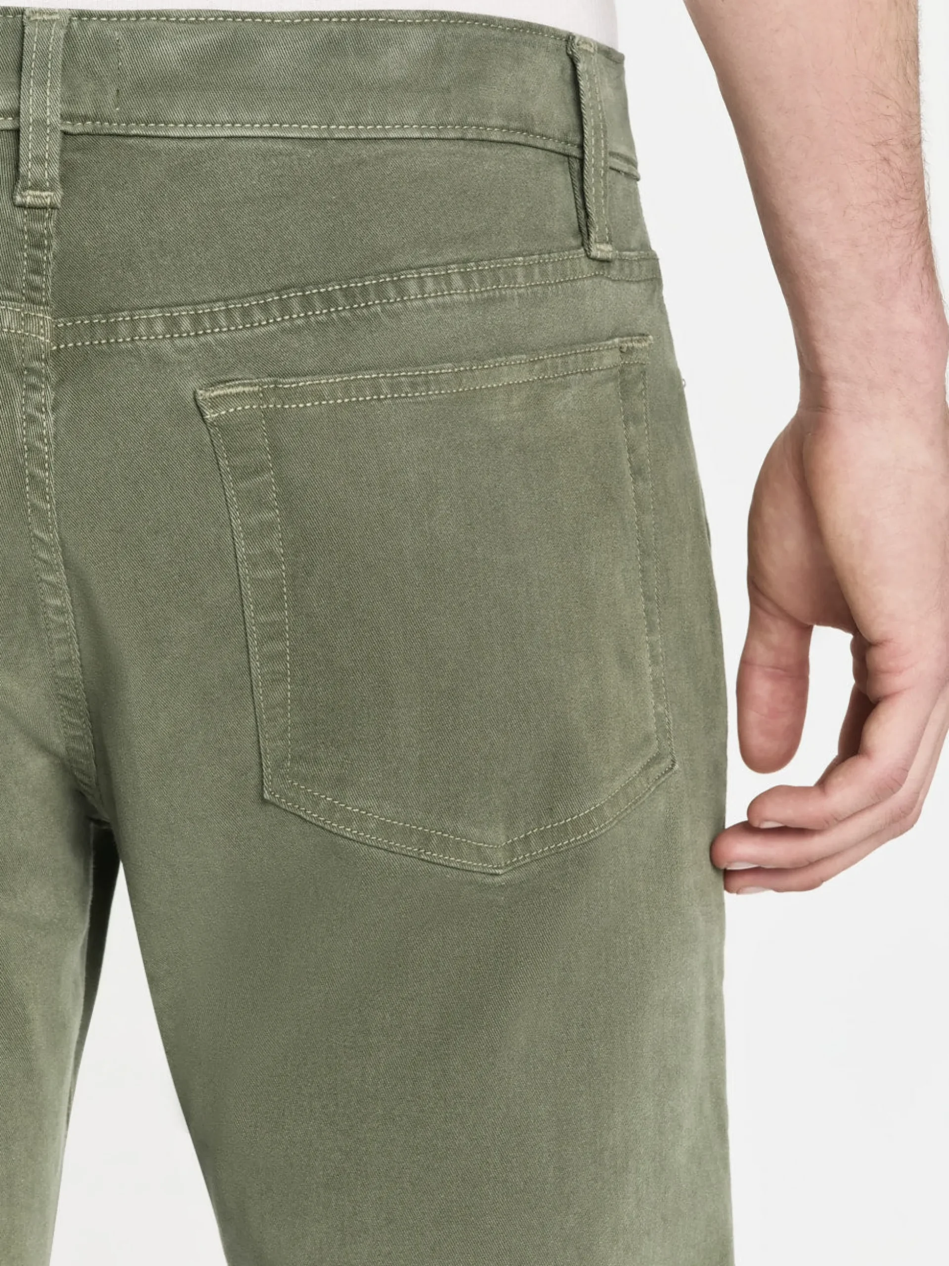 L'Homme Slim Brushed Twill in Washed Military