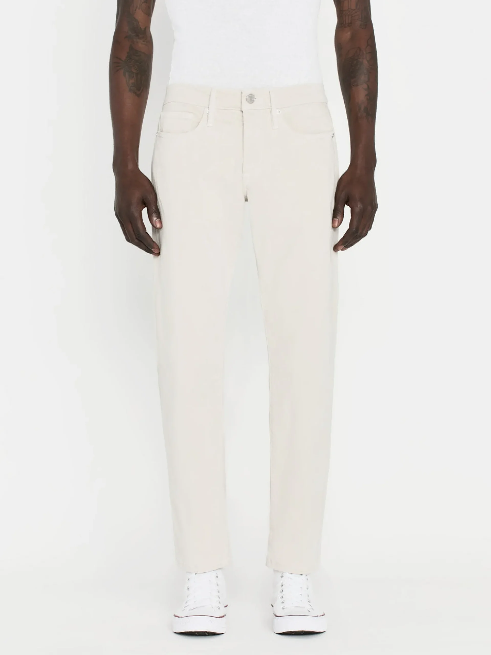 L'Homme Slim Brushed Twill in Milk Beige