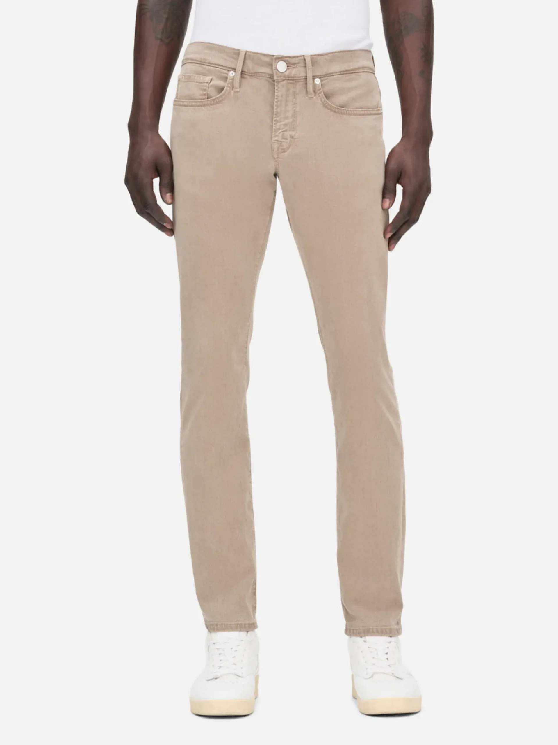 L'Homme Slim Brushed Twill in Stone Beige
