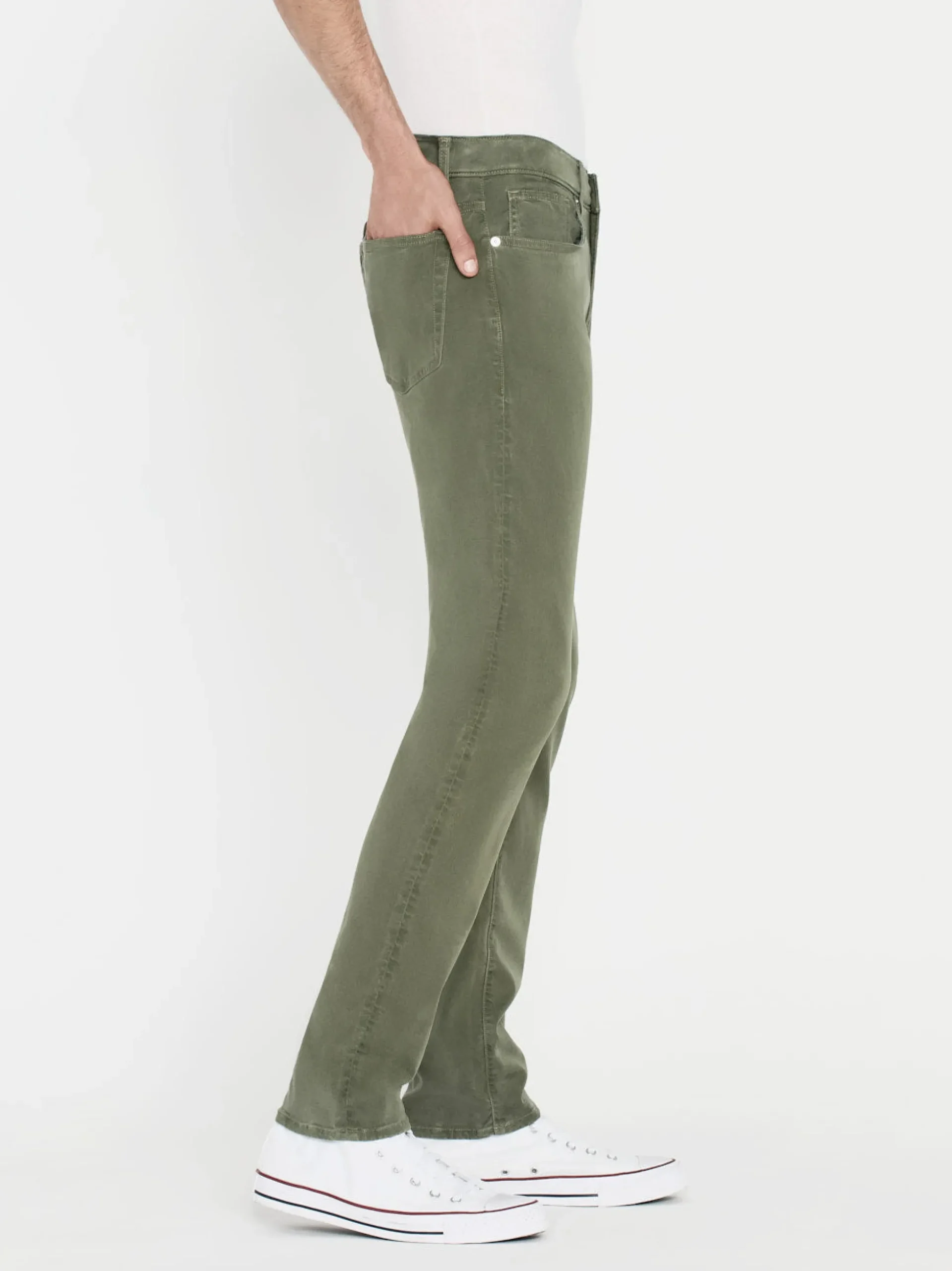 L'Homme Slim Brushed Twill in Washed Military