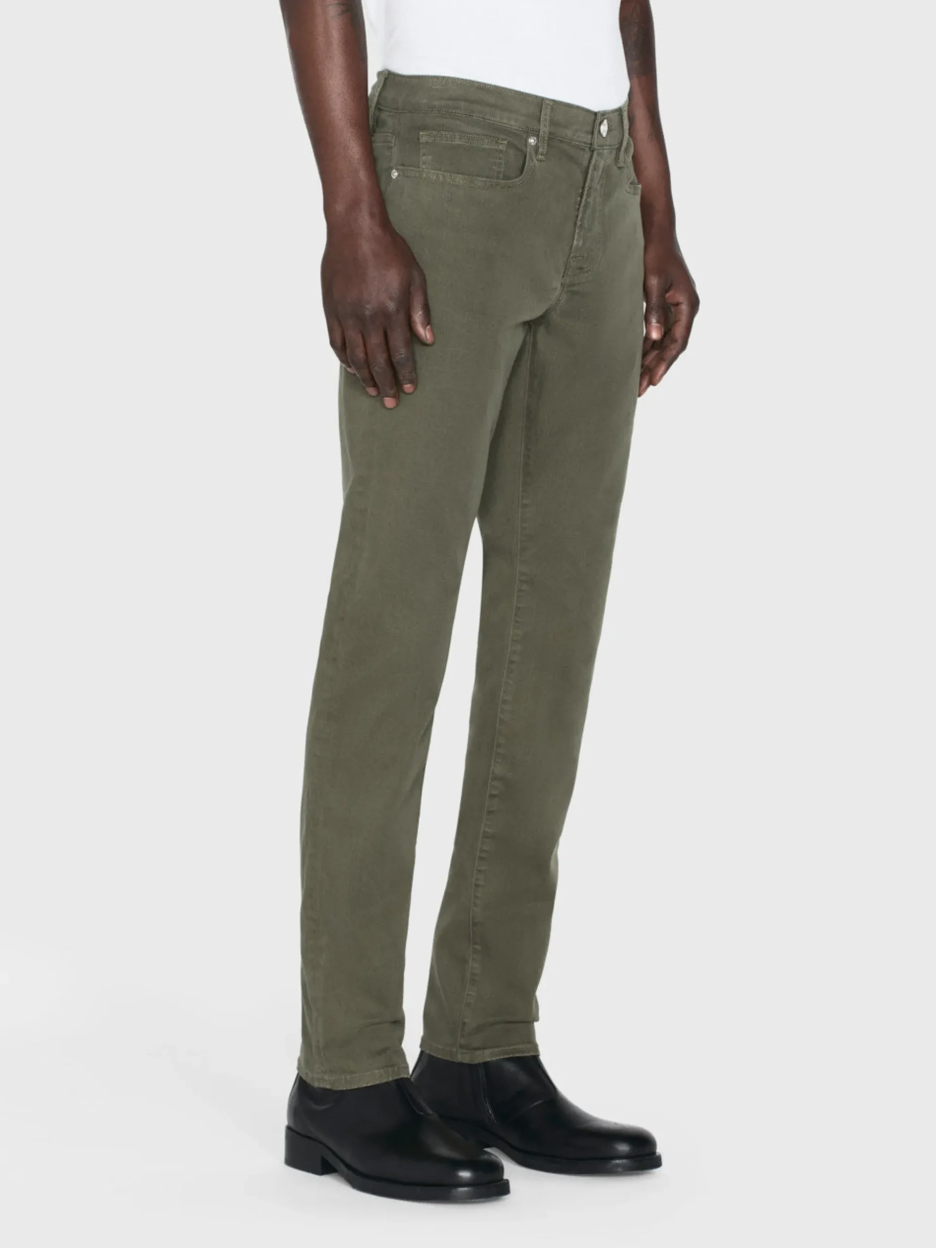 L'Homme Slim Brushed Twill in Dark Olive