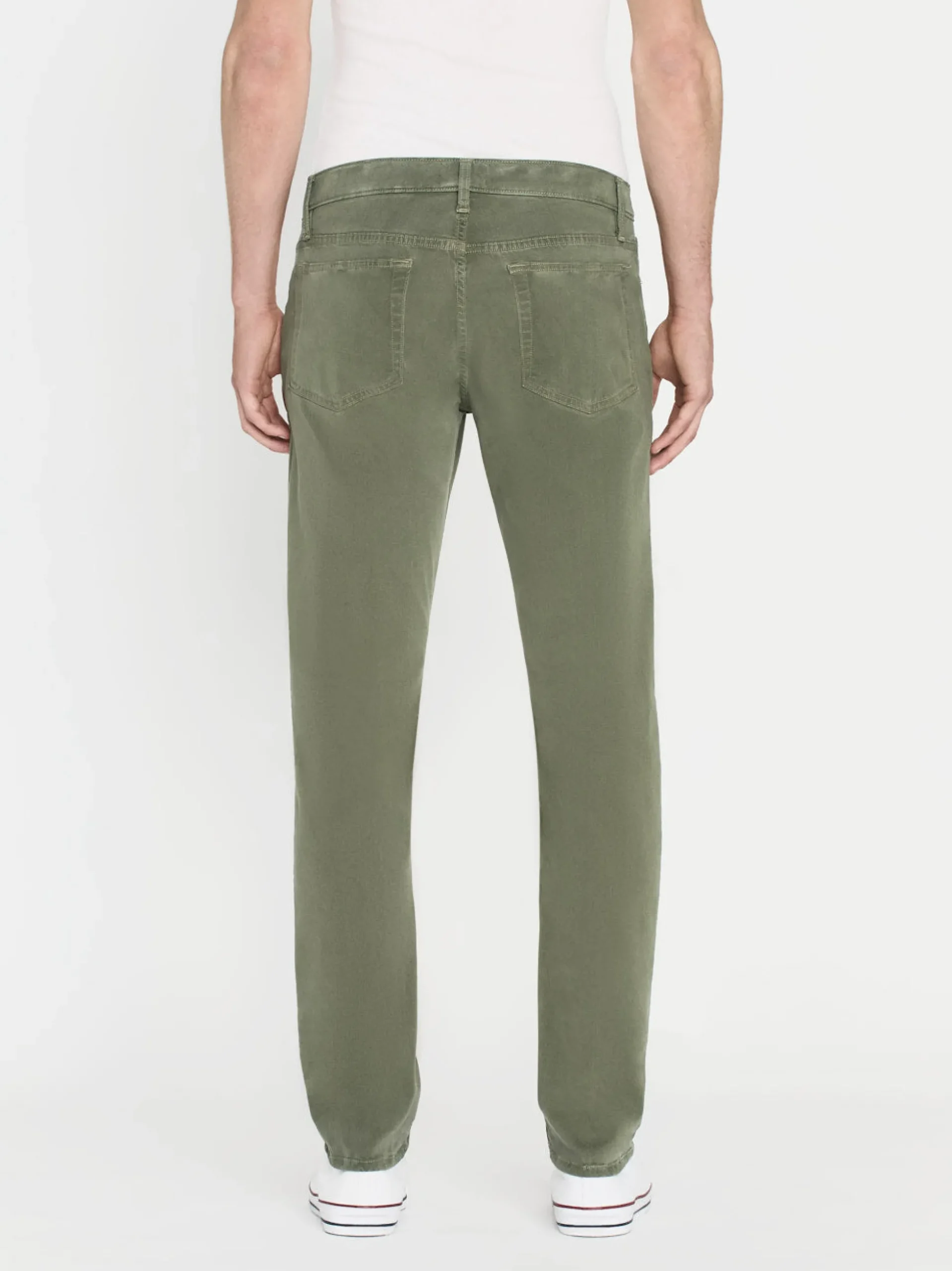L'Homme Slim Brushed Twill in Washed Military