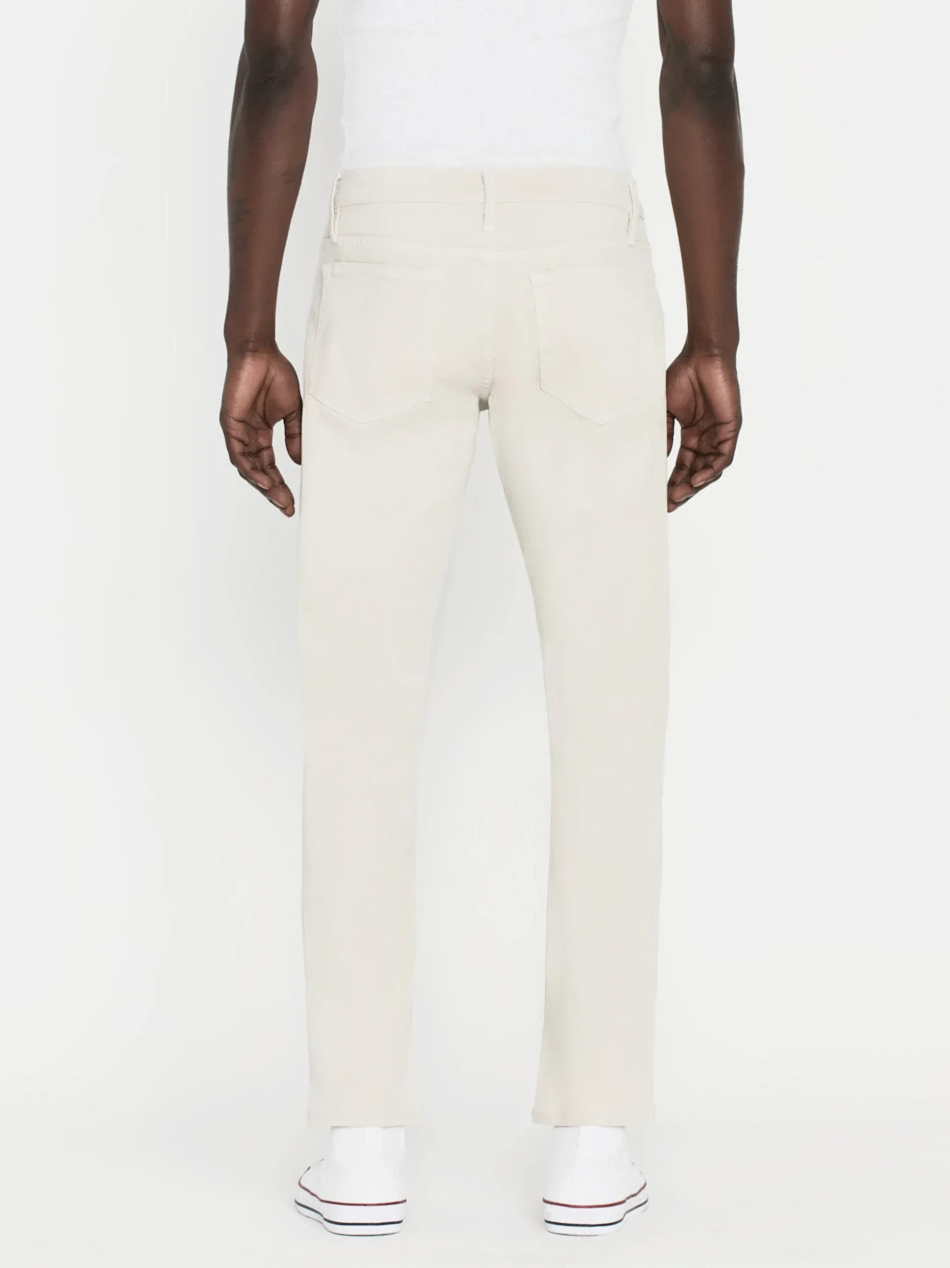 L'Homme Slim Brushed Twill in Milk Beige
