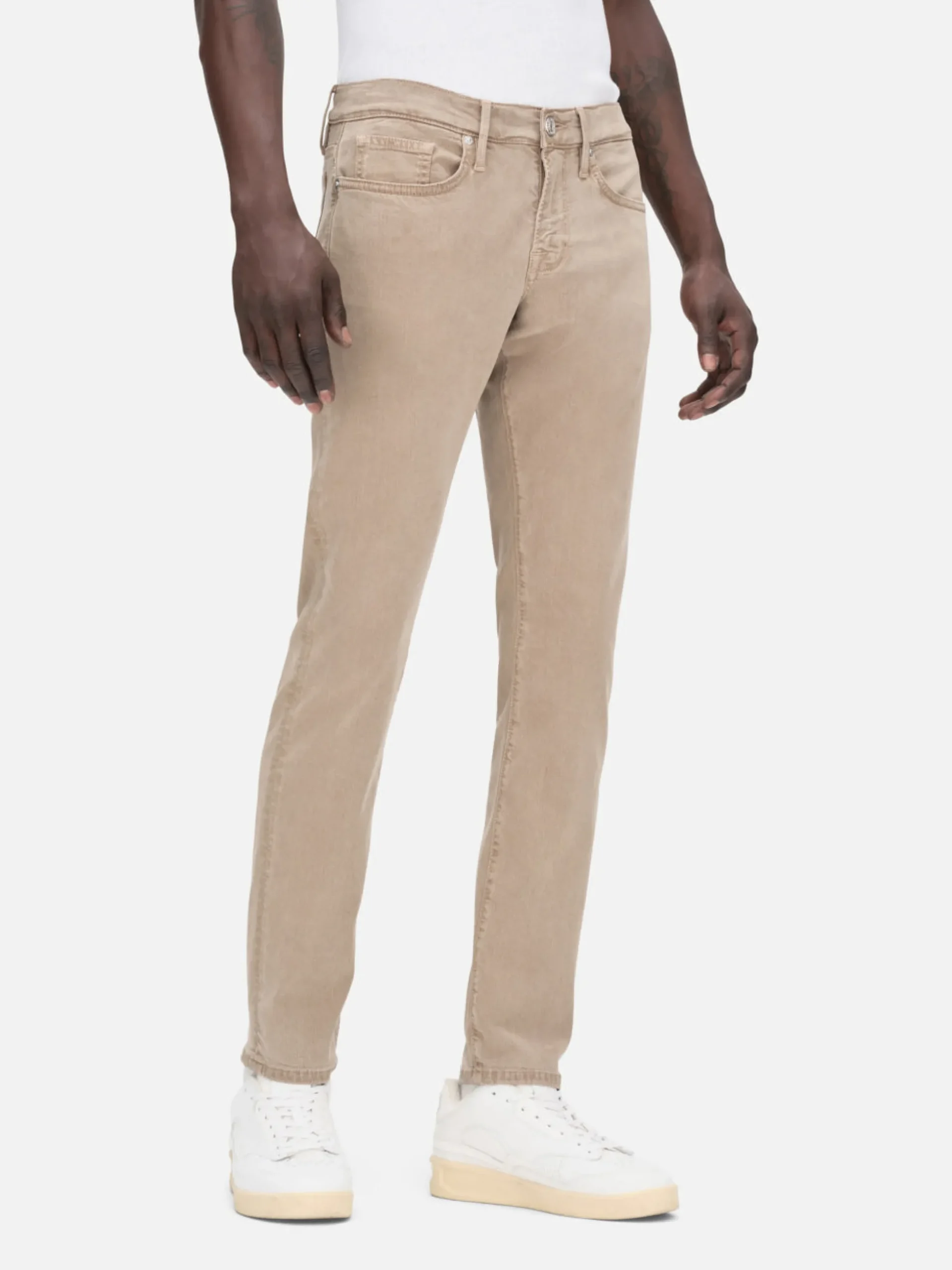 L'Homme Slim Brushed Twill in Stone Beige