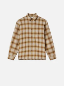 Light Weight Plaid Shirt in Tan Plaid