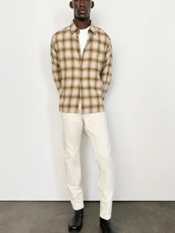 Light Weight Plaid Shirt in Tan Plaid