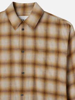 Light Weight Plaid Shirt in Tan Plaid