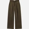 Long Silk Trouser in Rich Military