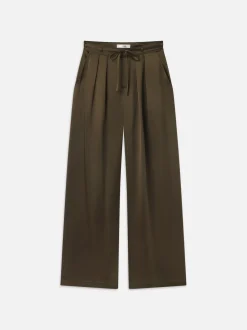 Long Silk Trouser in Rich Military