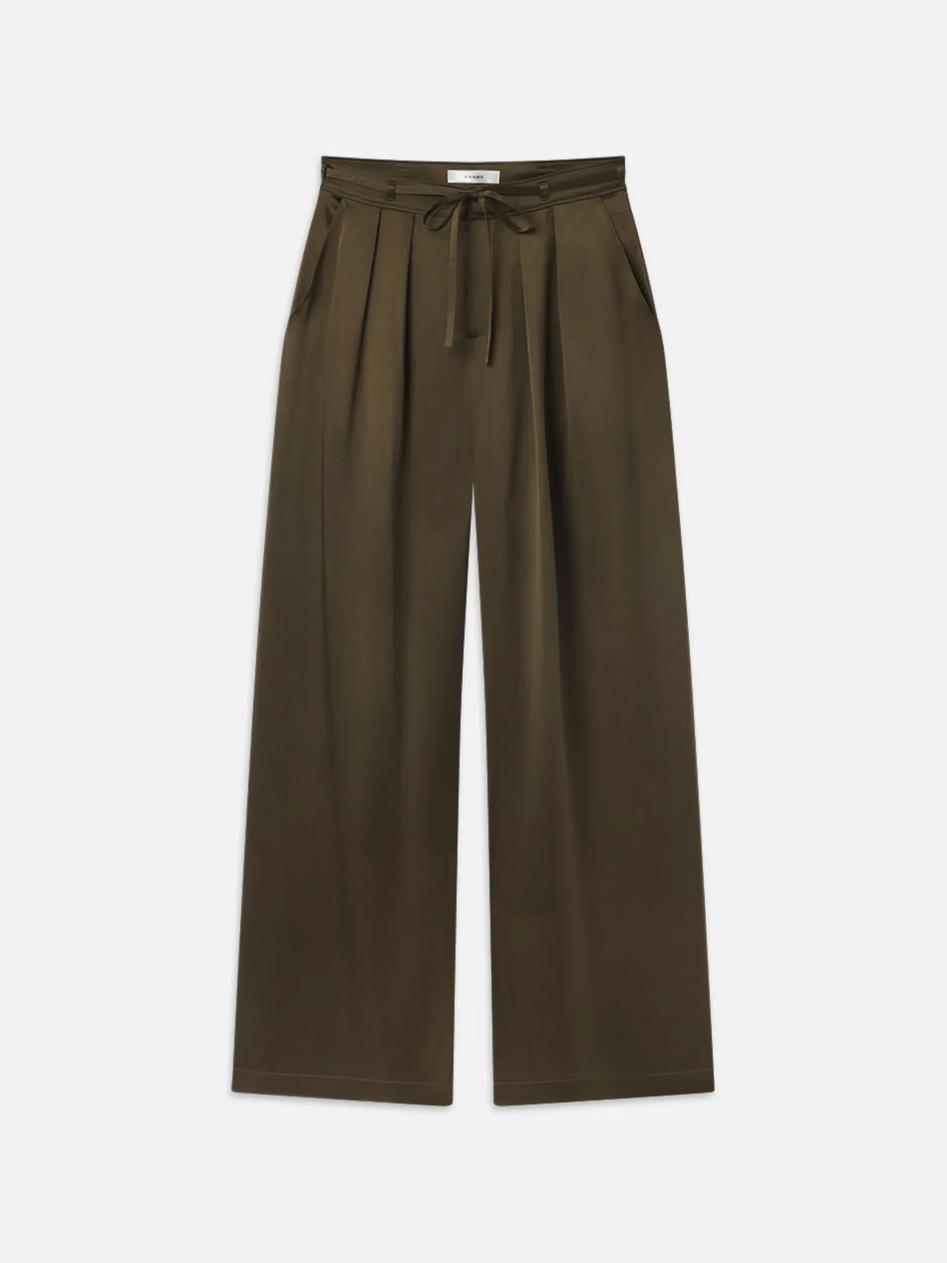 Long Silk Trouser in Rich Military