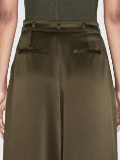 Long Silk Trouser in Rich Military