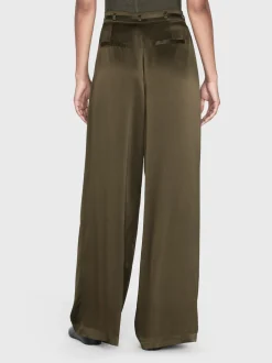Long Silk Trouser in Rich Military